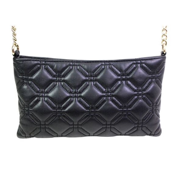 kate spade NY STITCHED BLACK REAL LEATHER CHAIN SHOULDER BAG XBODY HANDBAG PURSE - Picture 6 of 16